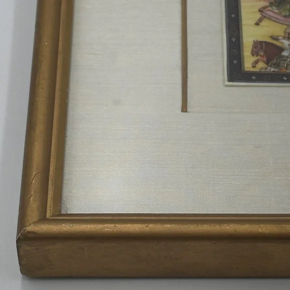 Vintage Framed Indian Battle Scene Art Print